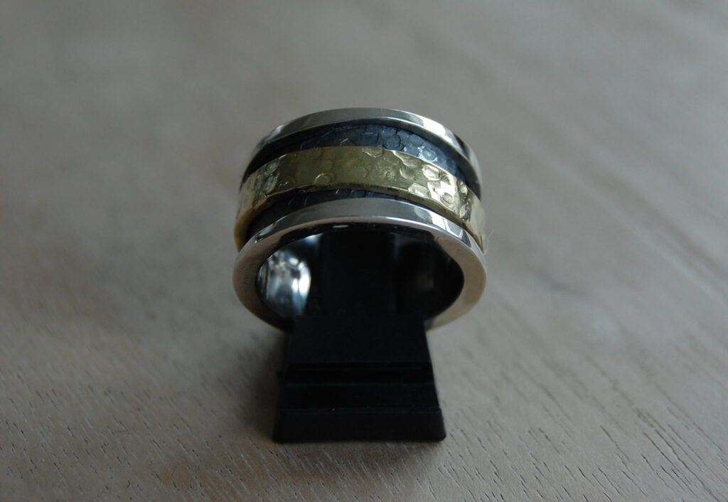 damesring zilver goud beits