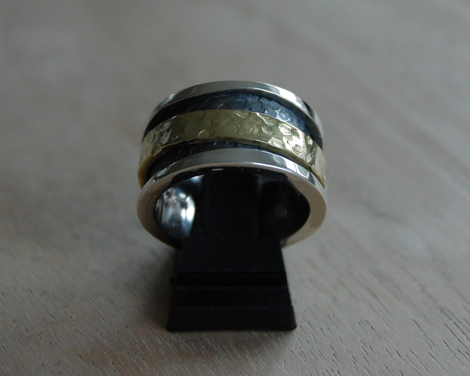 damesring zilver goud beits