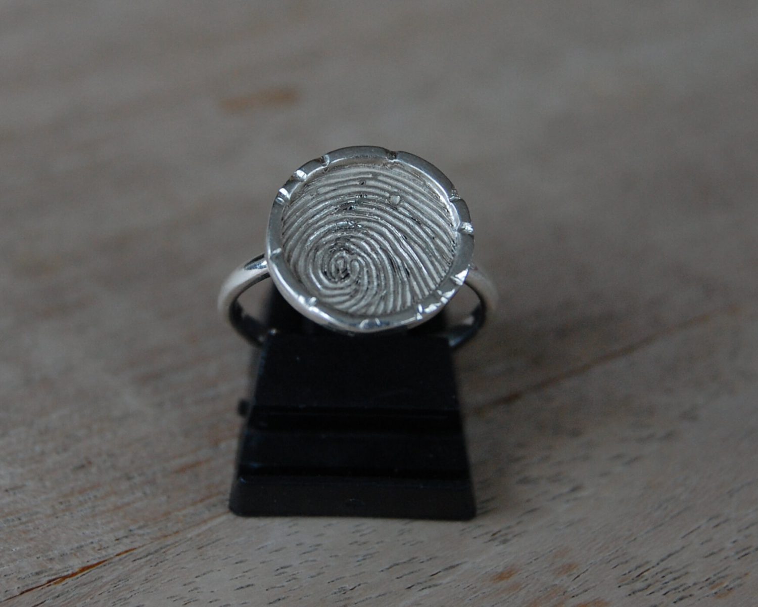 ring zilver vingerafdruk