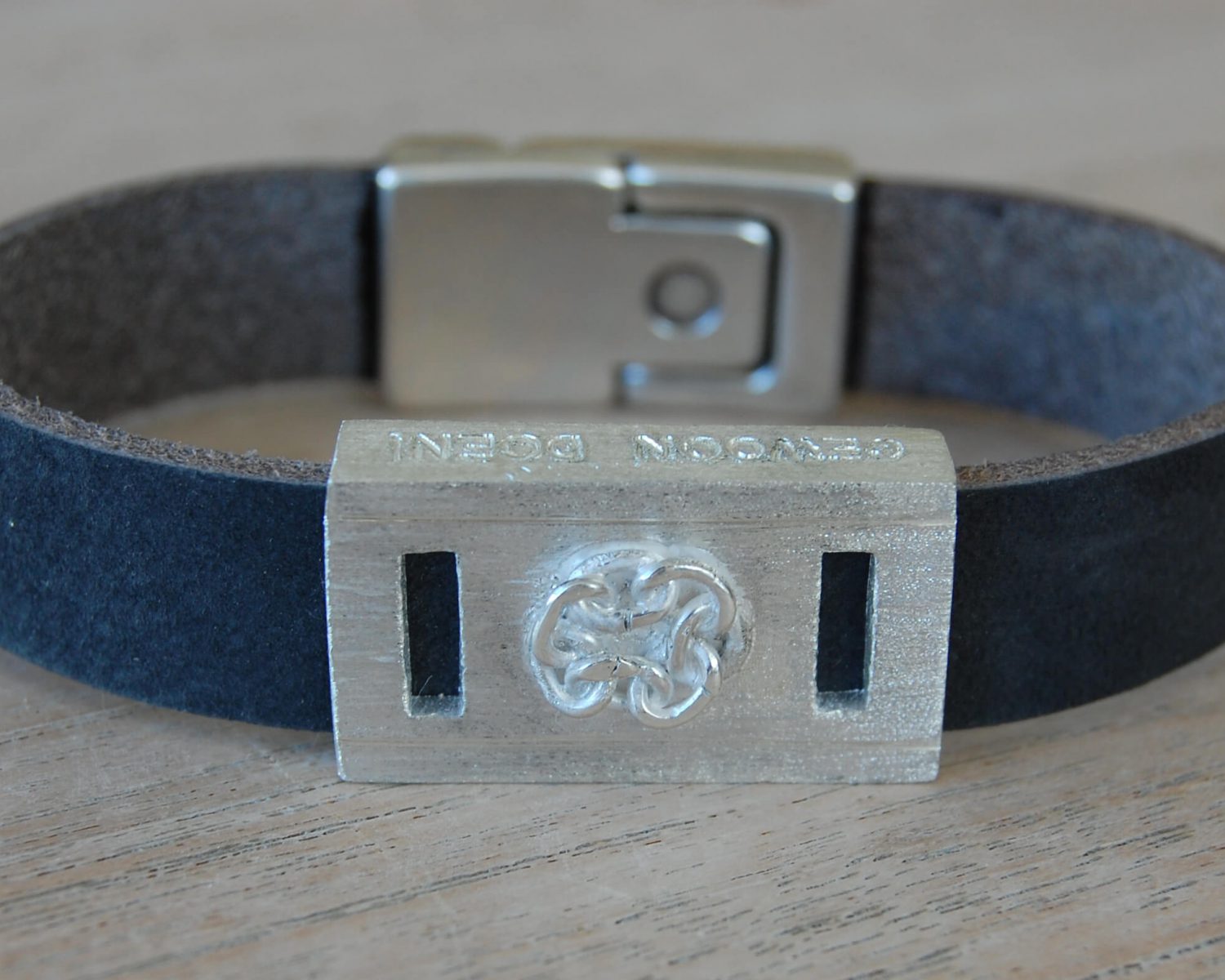 armband leer zilver as
