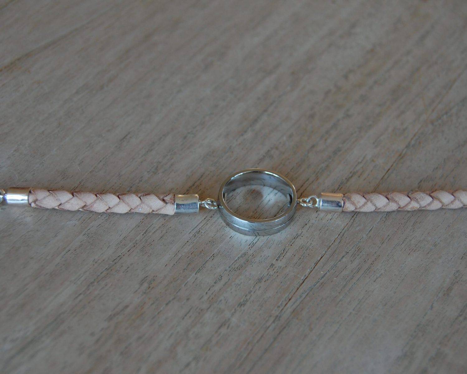 armband leer zilver staal