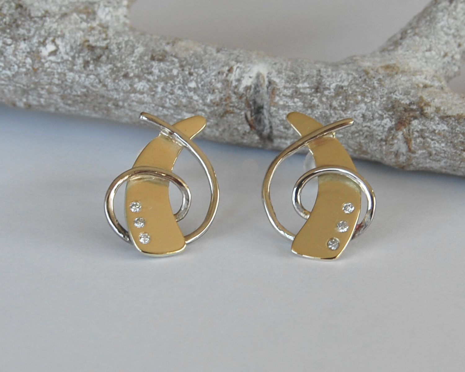 oorbellen geelgoud witgoud diamanten