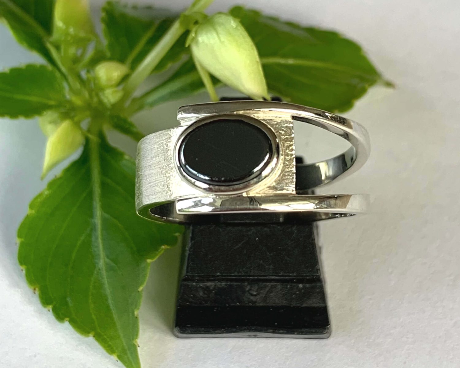 ring zilver hematiet