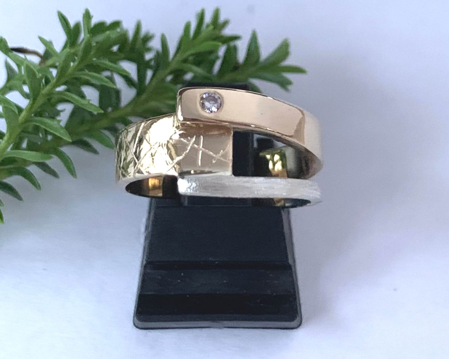 ring goud zilver diamant as