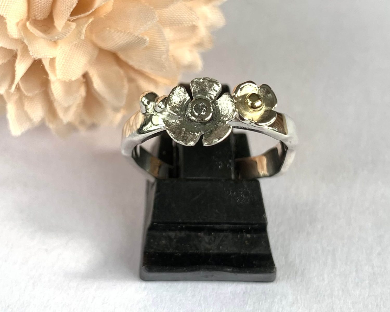 ring zilver goud diamant as